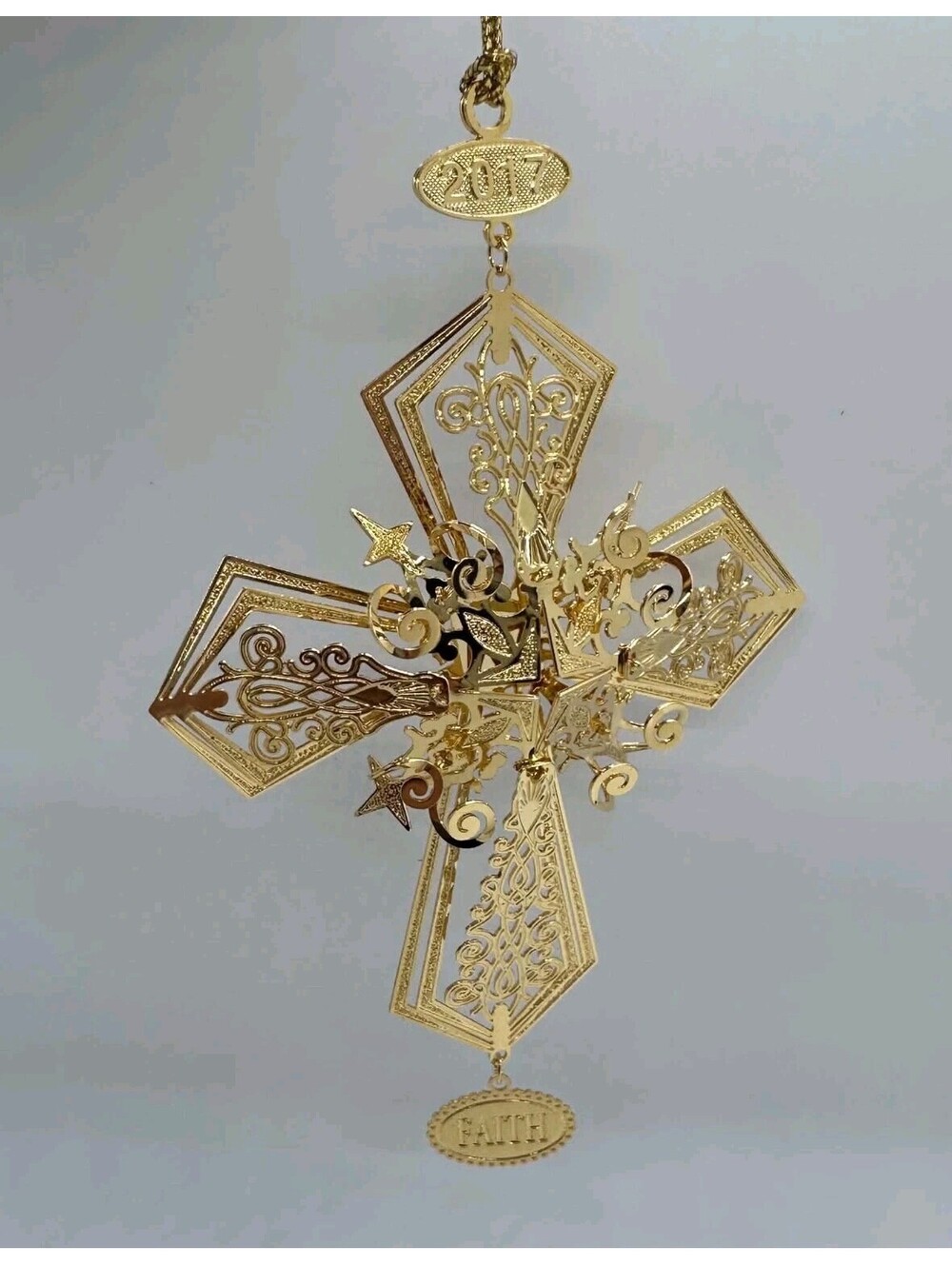 Danbury Mint Faith Cross Christmas Ornament 23K Gold Plated Religious EUC